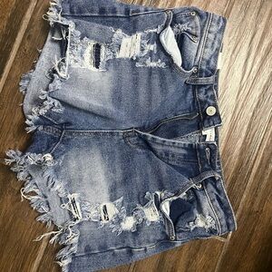 Almost Famous Frayed Blue Jean Shorts